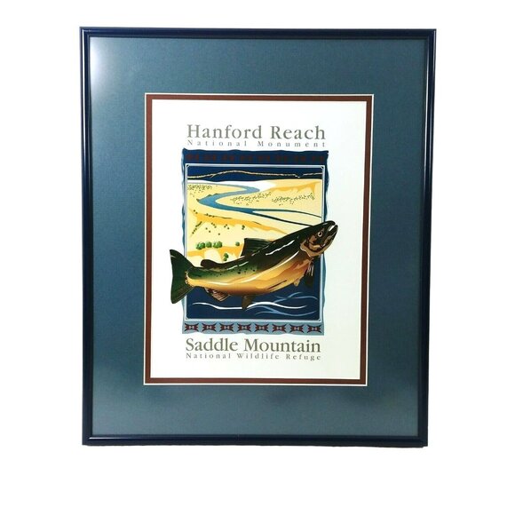 Hanford Reach Monument Saddle Mountain Wildlife Refuge Fishing Art Print Framed - Picture 2 of 5